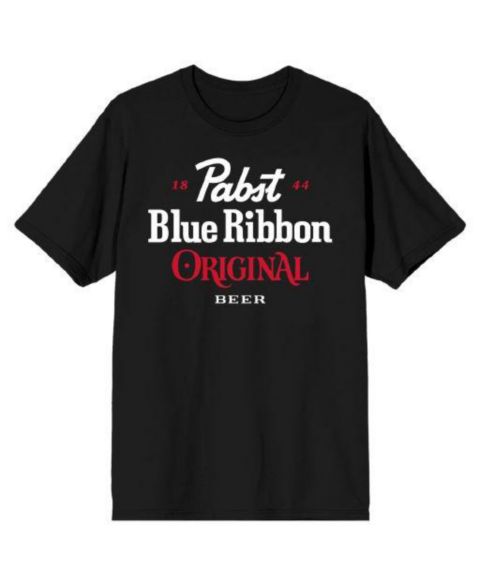 Мужская футболка Pabst Blue Ribbon Big & Tall Original Beer Logo Black T-shirt-6XL, цвет: Чёрный