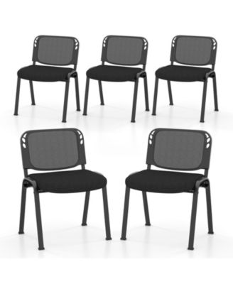 Set of 5 Stackable Conference Chairs with Mesh Back Comfortable and Space-Saving Seating for Meetings