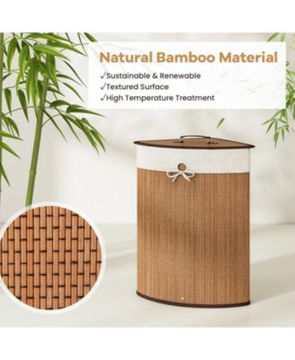 Wicker Laundry Hamper Basket with Lid and Removable Liner Bag