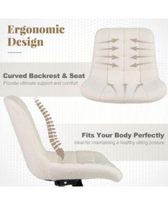 Teddy Fleece Armless Office Chair for Home or Desk Use, Soft and Cozy Seating