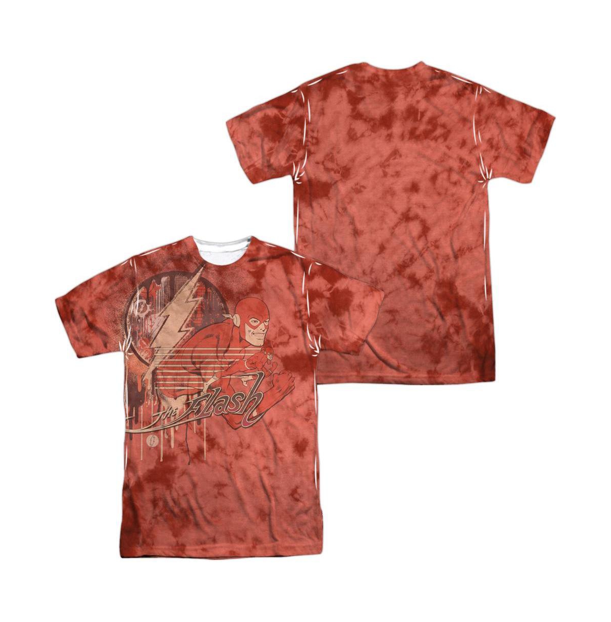 Dc Flash Mens Dc Comics Flash Charge Ahead (Front/Back Print) Short Sleeve Adult 100% Poly Crew Tee / T-Shirt - White
