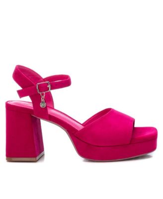 Women's Heeled Suede Sandals With Platform By  Pink