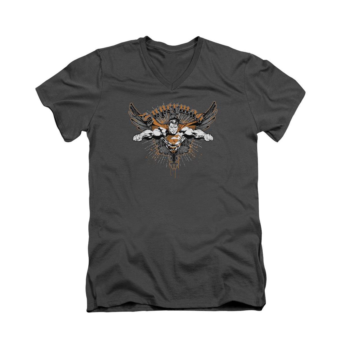 Mens Take Wing Short Sleeve Adult V Neck Tee / T-Shirt - Charcoal