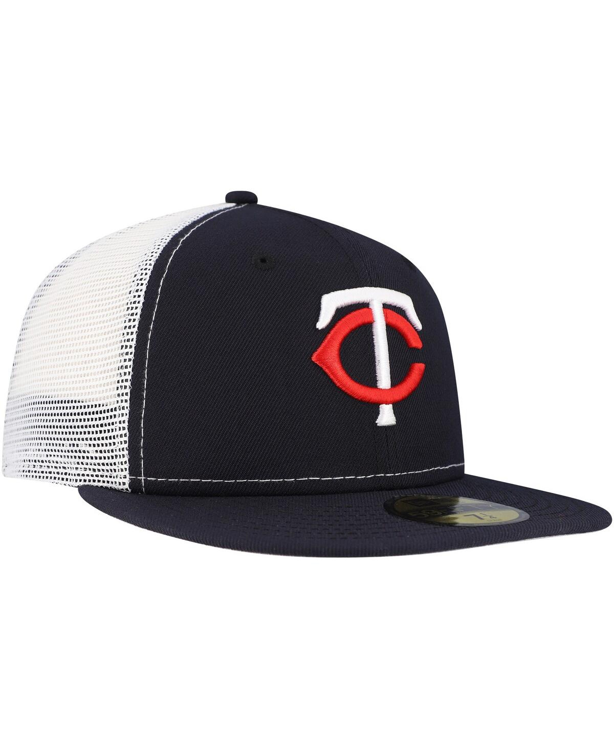 NEW ERA MEN'S NAVY MINNESOTA TWINS TEAM COLOR 59FIFTY TRUCKER FITTED HAT
