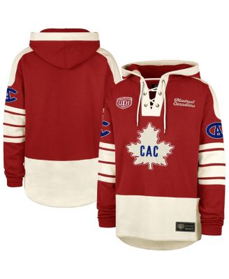 '47 Brand - Men's Red Montreal Canadiens Blue Line Heritage Lacer Pullover Hoodie
