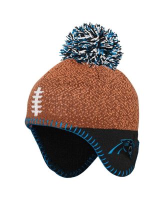 Outerstuff - Baby Boys and Girls Brown Carolina Panthers Football Head Knit Hat with Pom