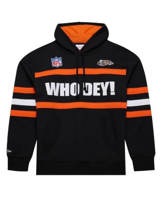 Men's Black Cincinnati Bengals Vintage Logo Head Coach Fleece Pullover Hoodie