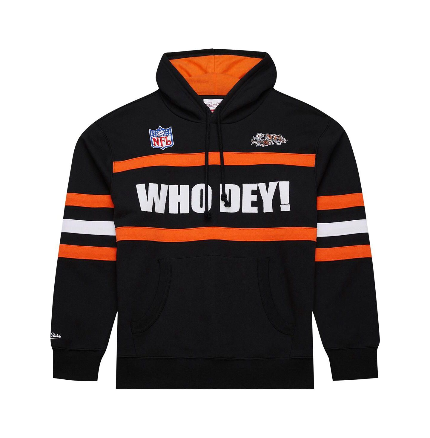 Мужское худи Mitchell & Ness Black Cincinnati Bengals Vintage Logo Head Coach Fleece Pullover — фото 4
