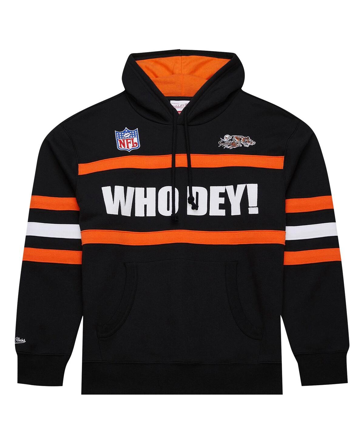 Mitchell & Ness Men's Black Cincinnati Bengals Vintage Logo Head Coach Fleece Pullover Hoodie In Black
