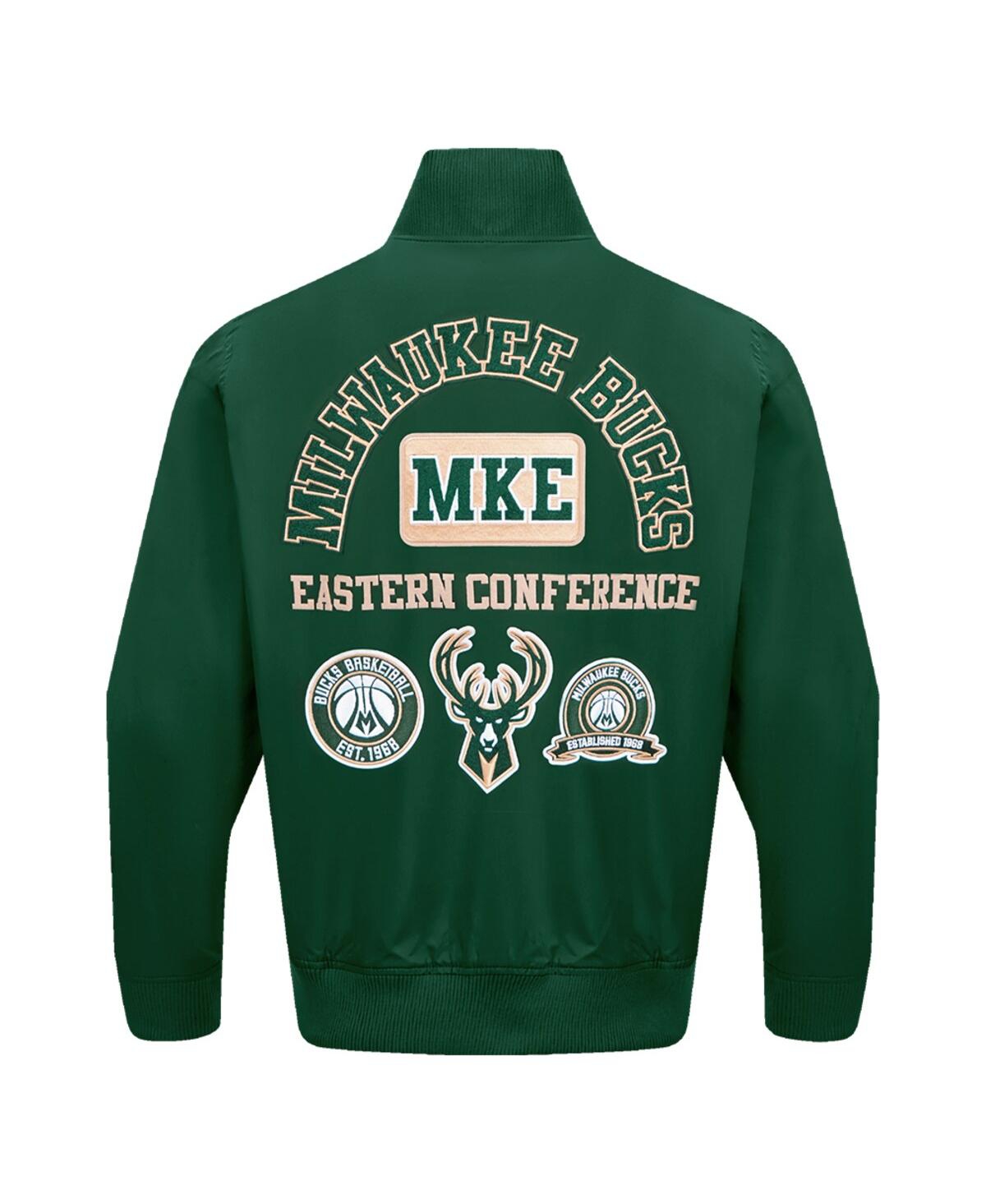 Pro Standard Men's Hunter Green Milwaukee Bucks Area Code Twill Full-zip Jacket In Hunter Green