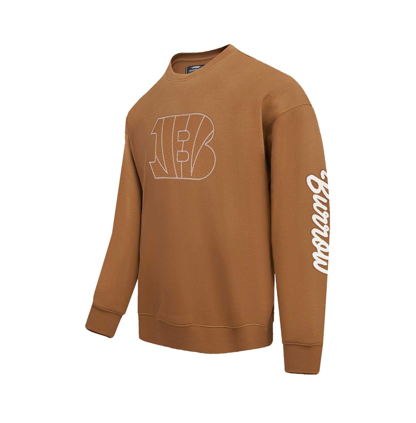 Мужская толстовка Pro Standard Joe Burrow Brown Cincinnati Bengals Pullover Crewneck — фото 4