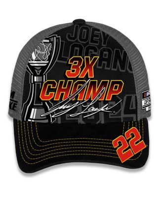 Men's Checkered Flag Sports Black Joey Logano 2024 NASCAR Cup Series Champion Trophy Adjustable Hat