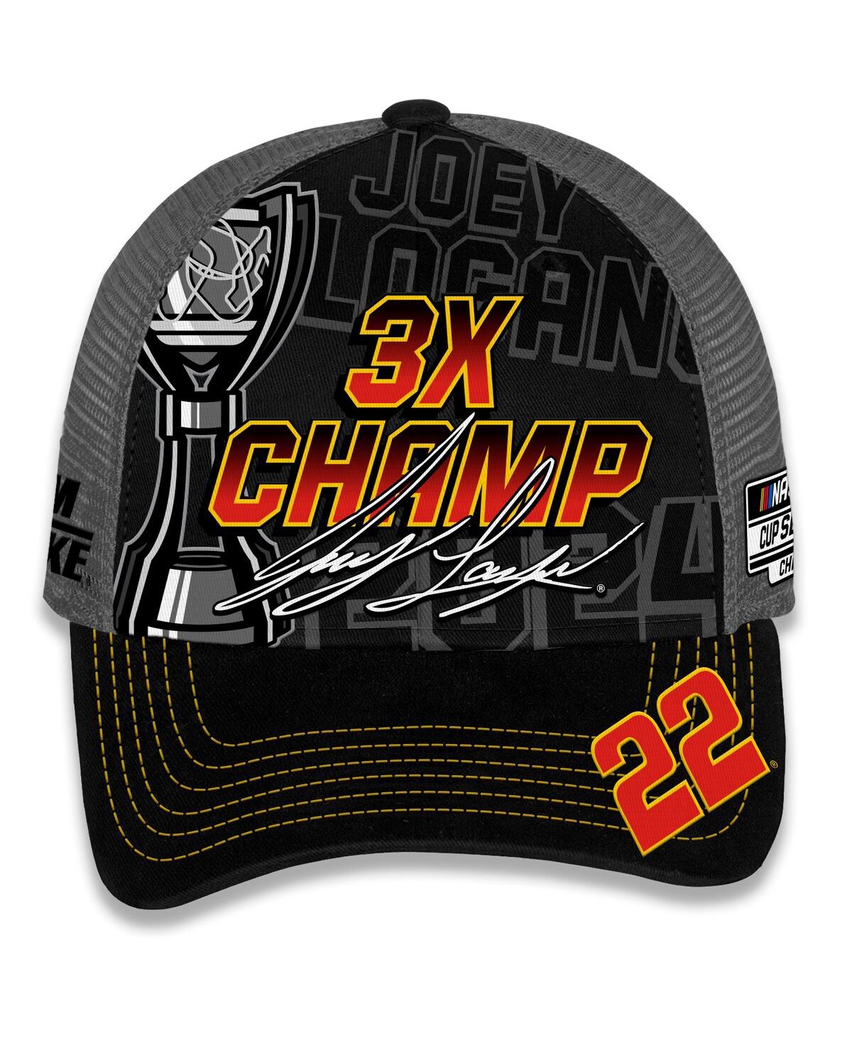 Team Penske Men's Checkered Flag Sports Black Joey Logano 2024 Nascar Cup Series Champion Trophy Adjustable Hat In Black