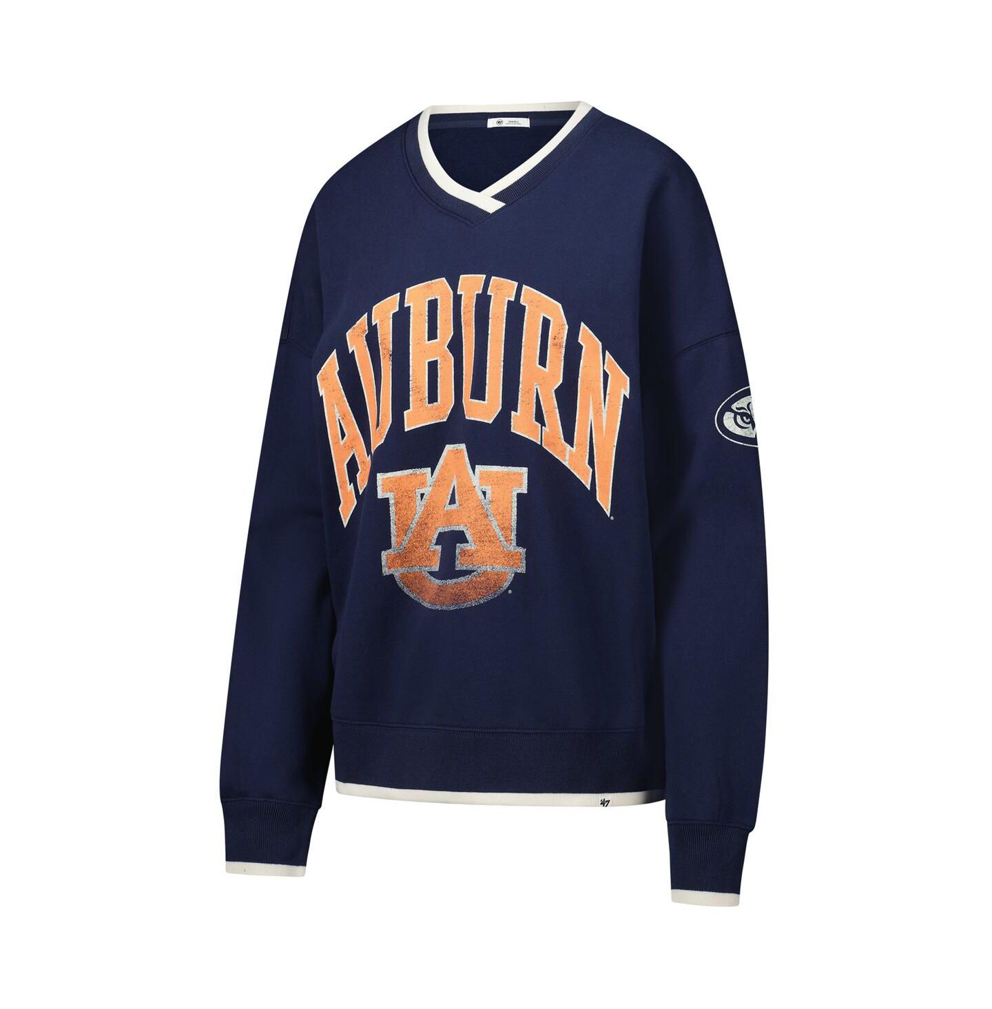 Женская толстовка '47 Brand Navy Auburn Tigers Clubhouse Daze Eighties V-Neck Pullover — фото 3