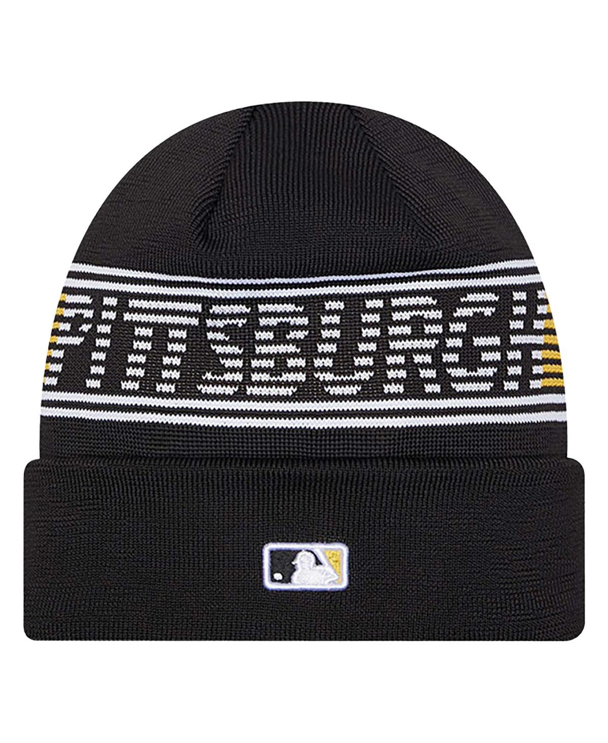 NEW ERA MEN'S BLACK PITTSBURGH PIRATES AUTHENTIC COLLECTION CUFFED KNIT HAT