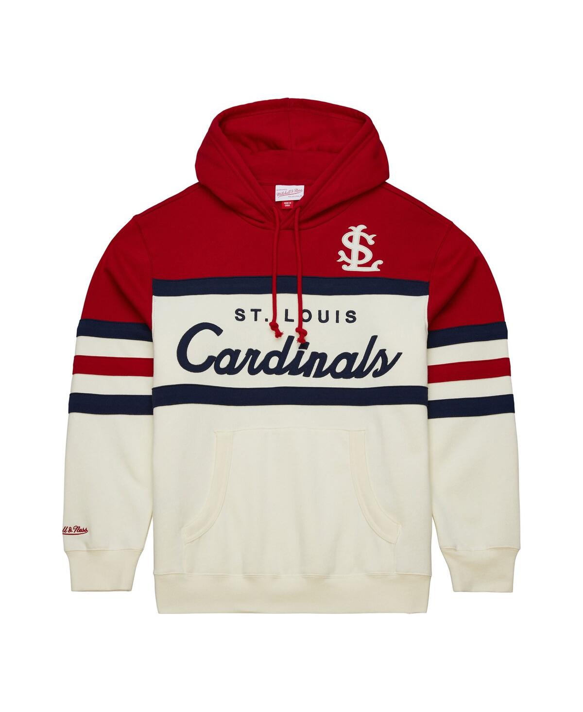 Mitchell & Ness Men's Cream/scarlet St. Louis Cardinals Head Coach Pullover Hoodie In Cream,scarlet