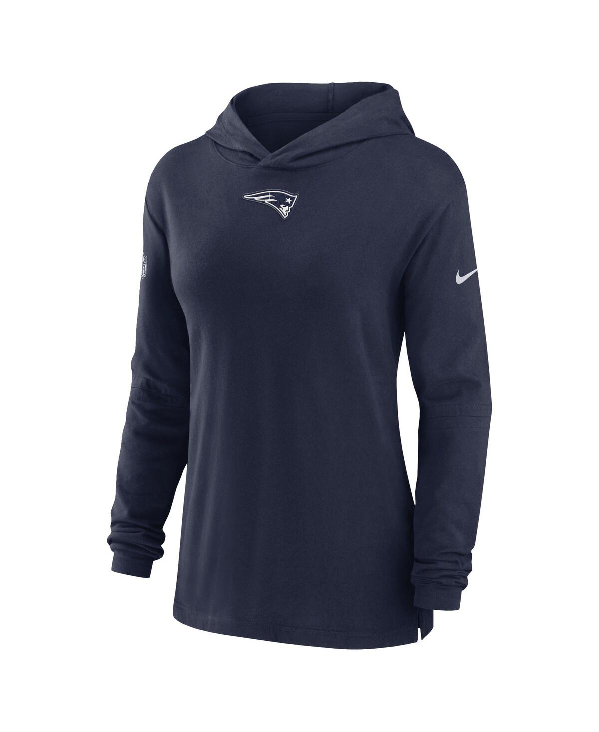 Nike Women's Navy New England Patriots Sideline Performance Long Sleeve Hoodie T-shirt In Navy