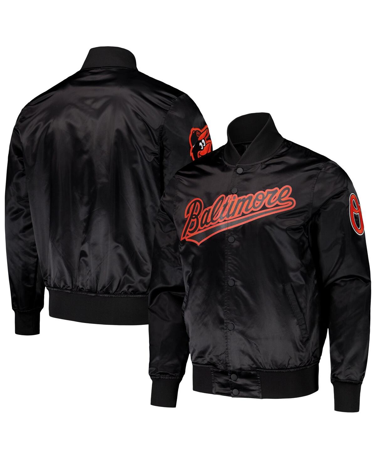 Pro Standard Men's Black Baltimore Orioles Wordmark Satin Full-snap Jacket In Black