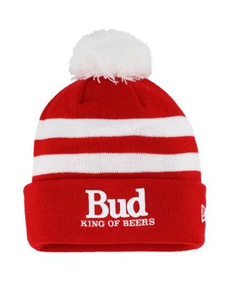 New Era - Men's Scarlet Ken Schrader Bud King of Beers Cuffed Knit Hat with Pom