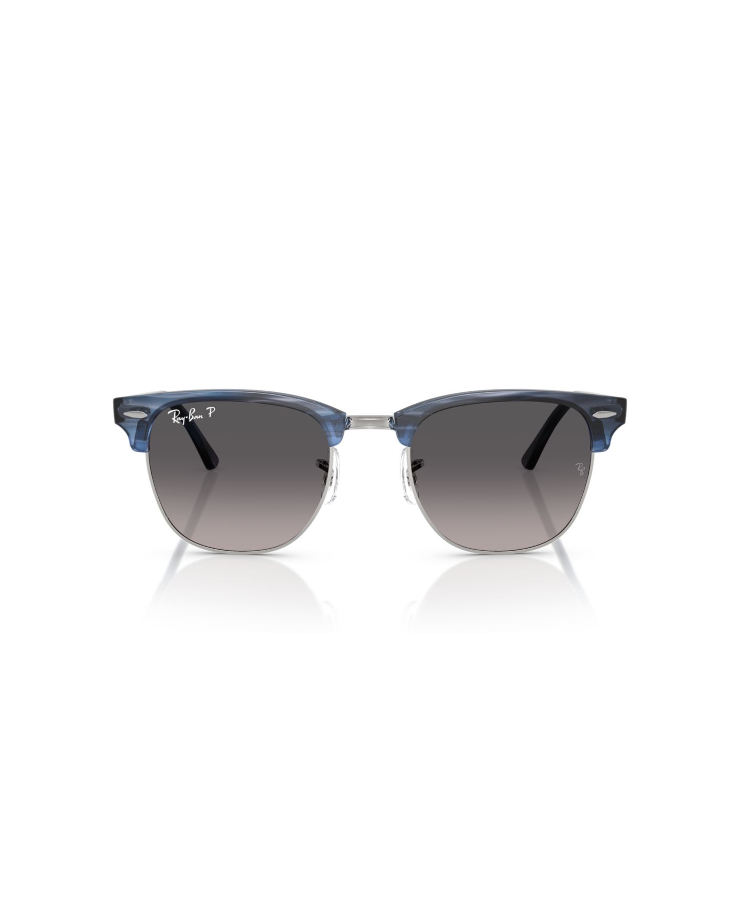 Солнцезащитные очки Ray-Ban Unisex Clubmaster Polarized Sunglasses, RB3016, цвет: Полосатый синий серебряный — фото 5