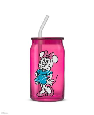 Disney Mickey Mouse Friends Color Sketch Tumbler Glasses with Lids, Set of 4