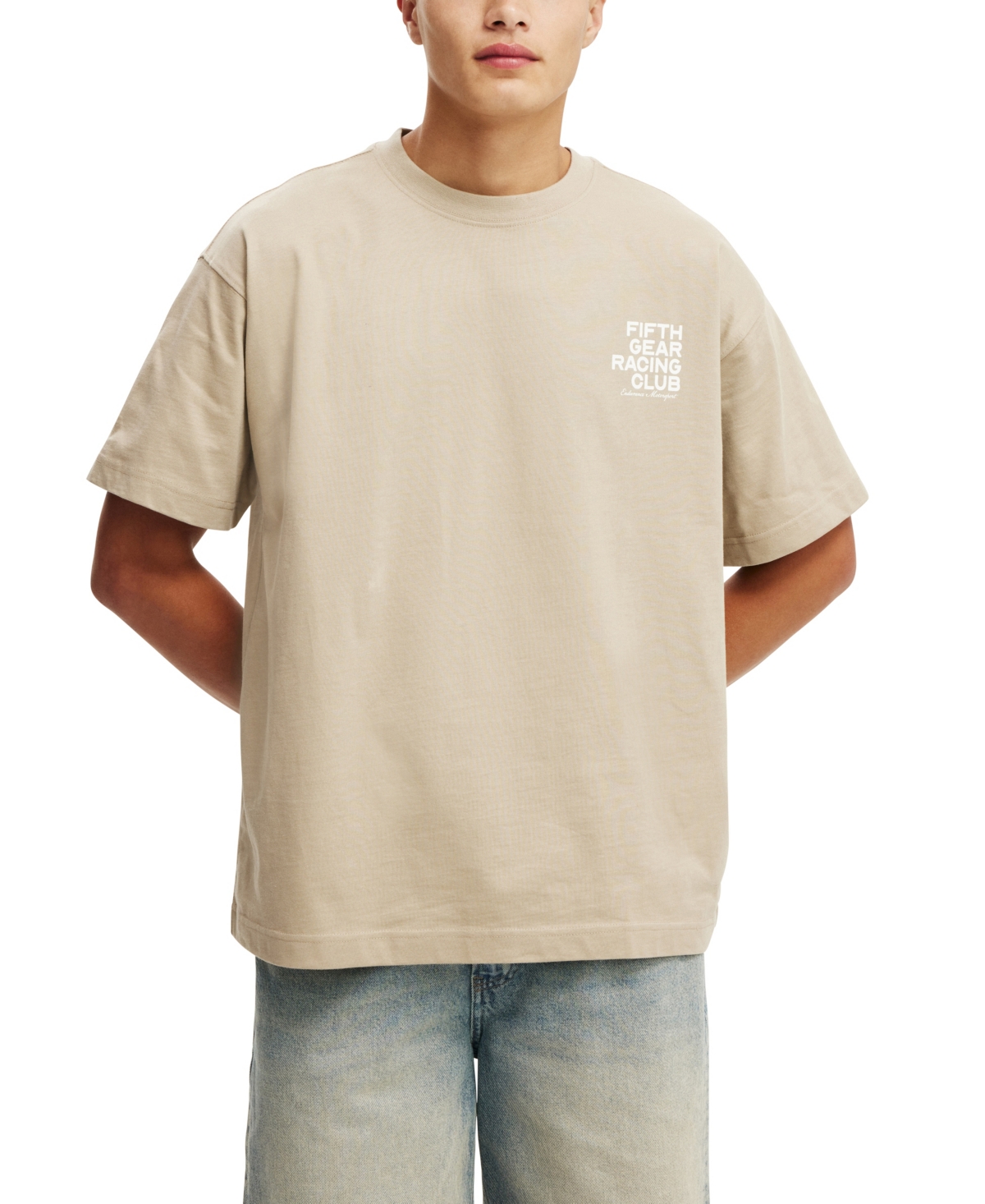 Cotton On Men's Box Fit Graphic T-shirt In Gravel Stone