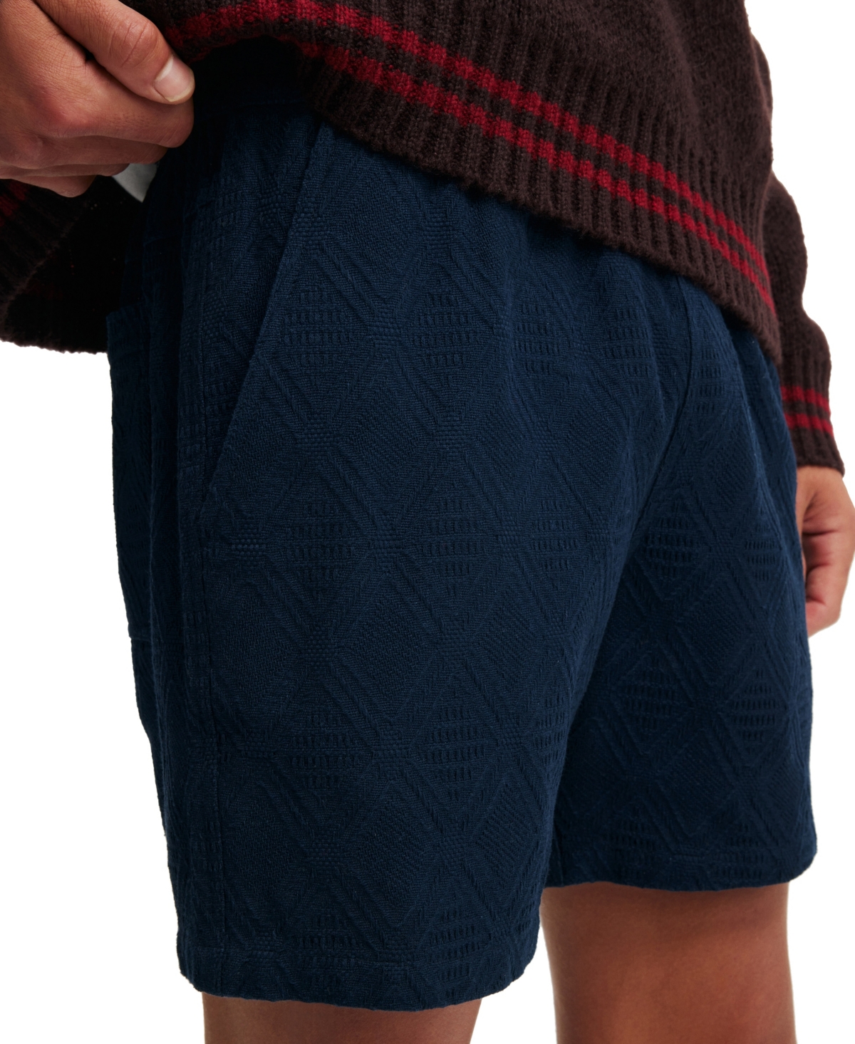 Cotton On Elevated Easy Short In True Navy Diamond Grid Knit