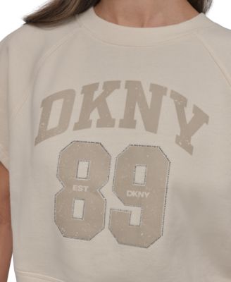 売れ筋商品|||ダナ キャラン ニューヨーク カットソー トップス レディース Women's Rhinestone Logo Cropped Pullover Top Pearl Grey Heather/Eggnog DKNY Women's Rhinestone Logo Cropped Pullover Top - Macy's
