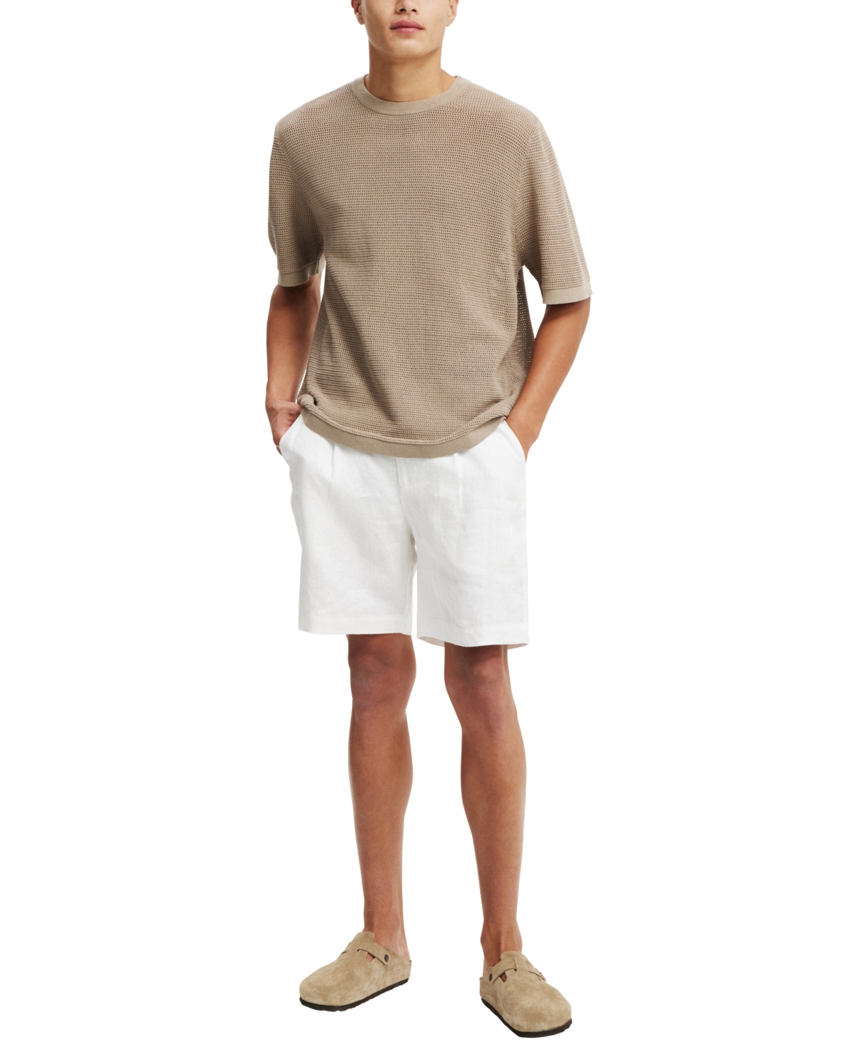 Shop Cotton On Men's Knit T-shirt In Warm Gray
