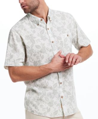 Men's Short Sleeve Print Linen Cotton Shirt