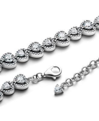 Sterling Silver Halo Hearts Bracelet