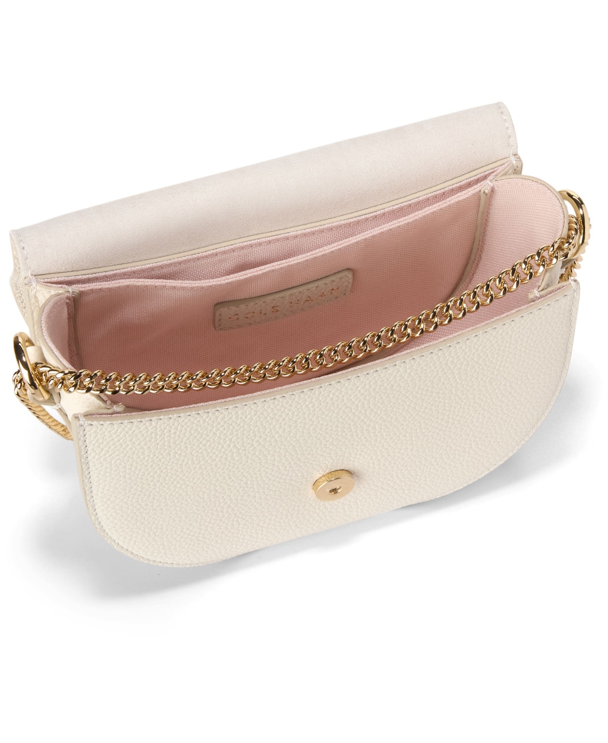 Cole Haan Evie Chain Small Saddle Bag In Ivory