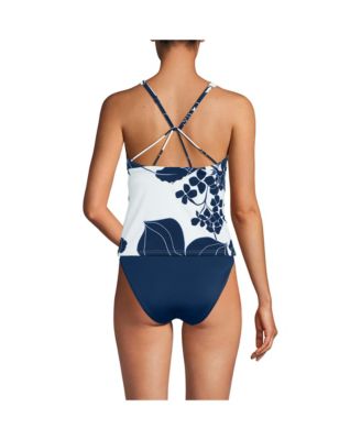 Women's D-Cup Tugless High Neck Strappy Back Tankini Swimsuit Top