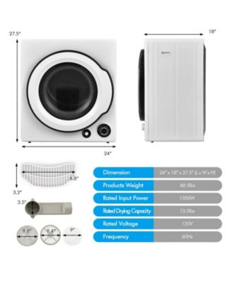 Compact Electric Tumble Laundry Dryer with Stainless Steel Tub