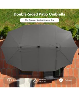 15Ft Patio Double-Sided Solar LED Market Umbrella Crank Base