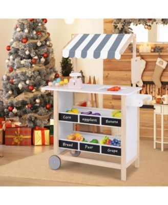 Ice Cream Cart with Chalkboard & Storage Pretend Play Toy for Kids 3+ Years Old