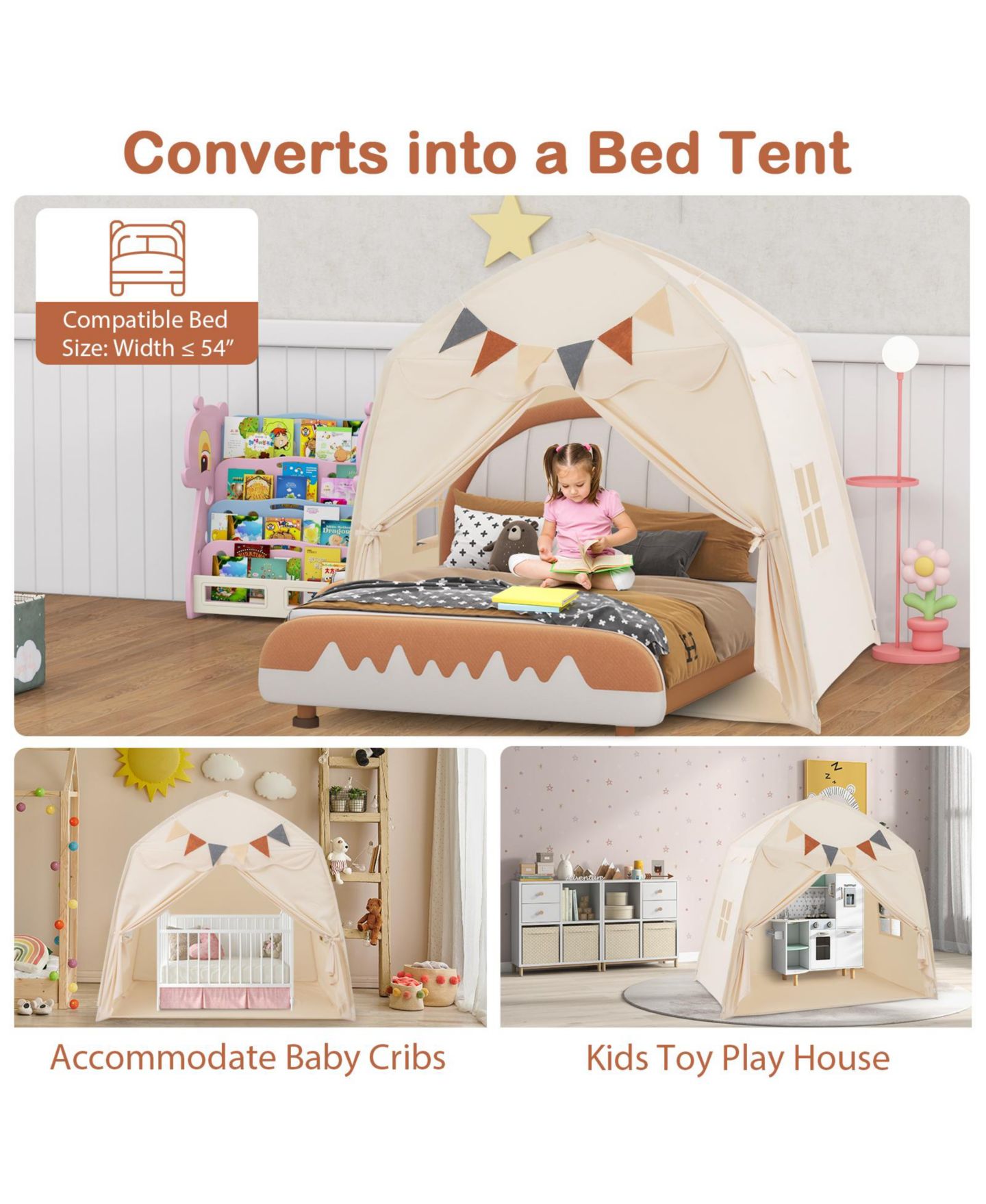 Детская игрушка Slickblue String Lights Extra Large Play Tent, Ages 3+, цвет: Бежевый — фото 5