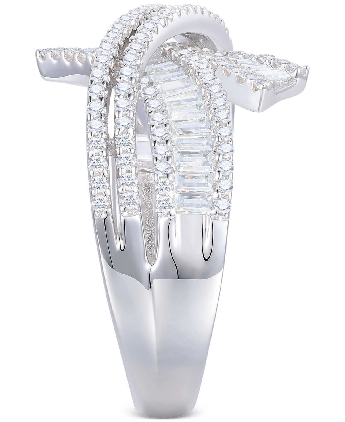 Macy's Diamond Crossover Ring (1 Ct. T.w.) In 14k White Gold In White Gold