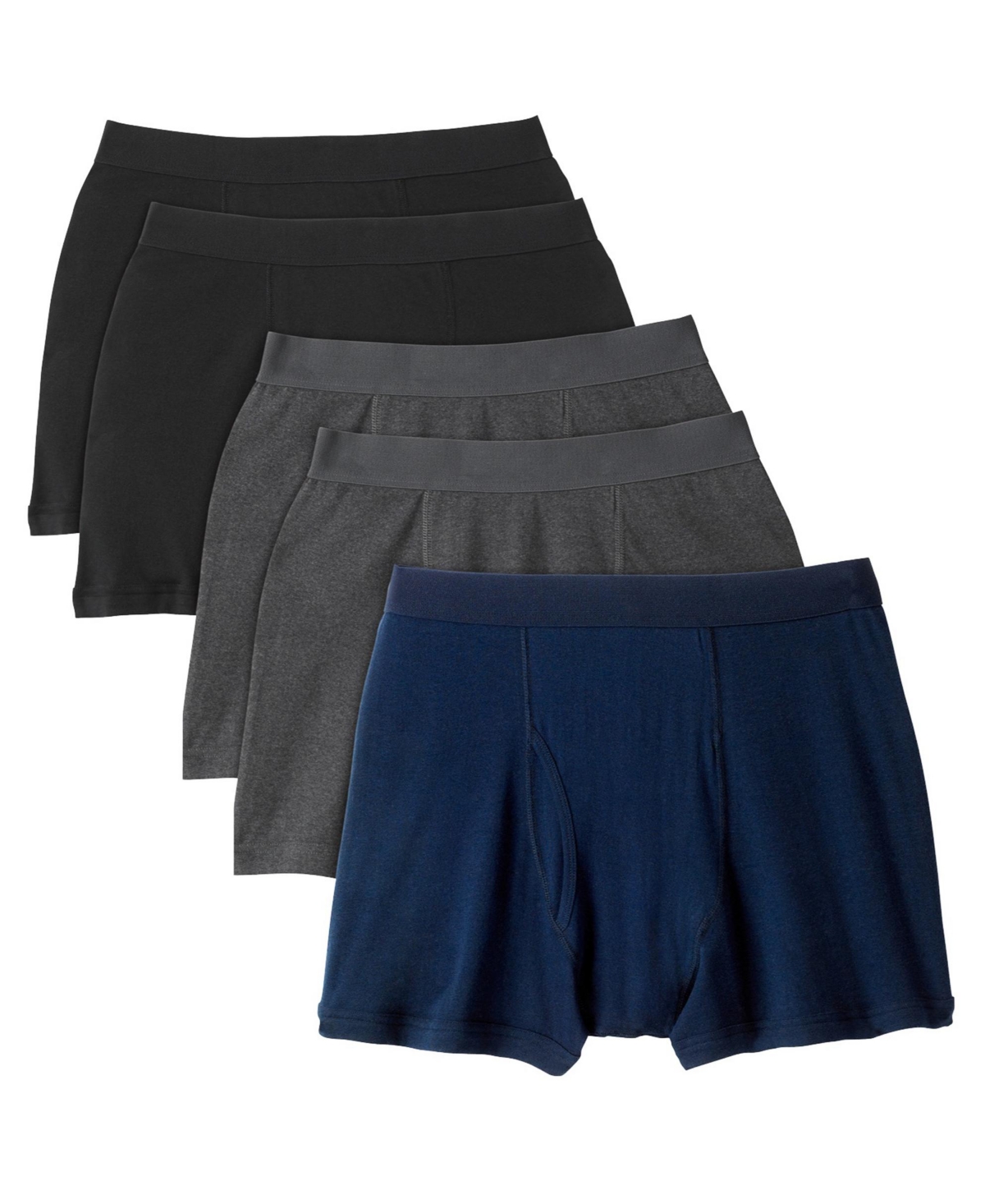 Big & Tall Cotton Boxer Briefs 5-Pack - Steel