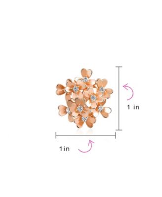 Bouquet Of Flower Cubic Zirconia Floral CZ Button Style Clip On Earrings Plated