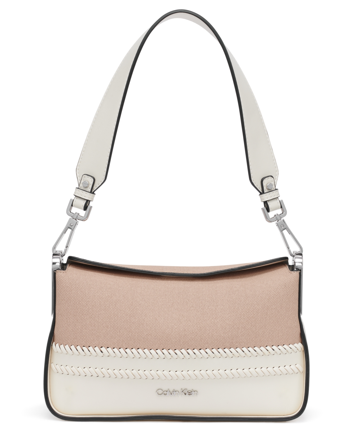 Calvin Klein Fay Canvas Shoulder In White,natural