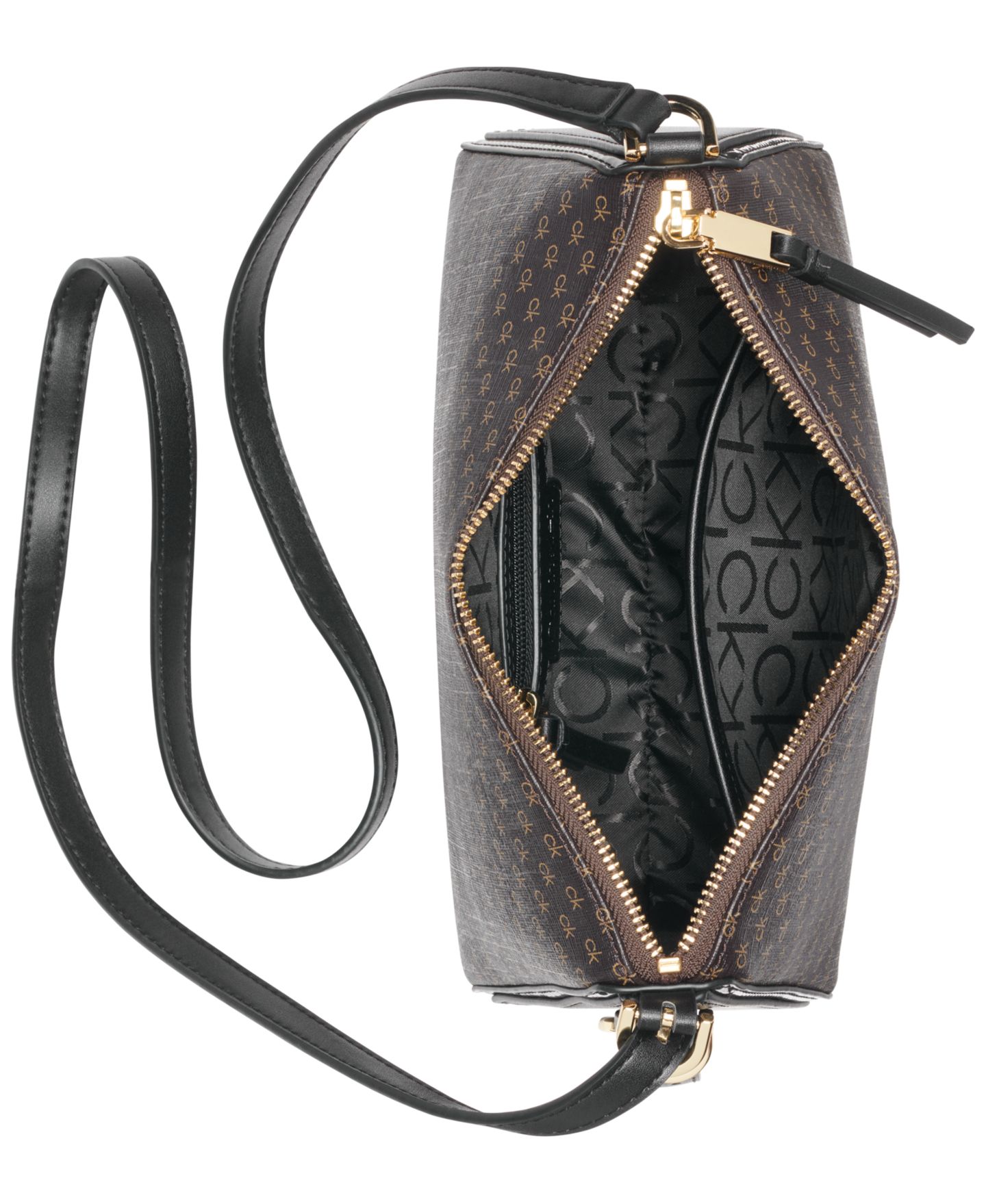 Женская сумка Calvin Klein Mandy Mini Signature Top Zipper Crossbody, цвет: Хаки / Чёрный — фото 5