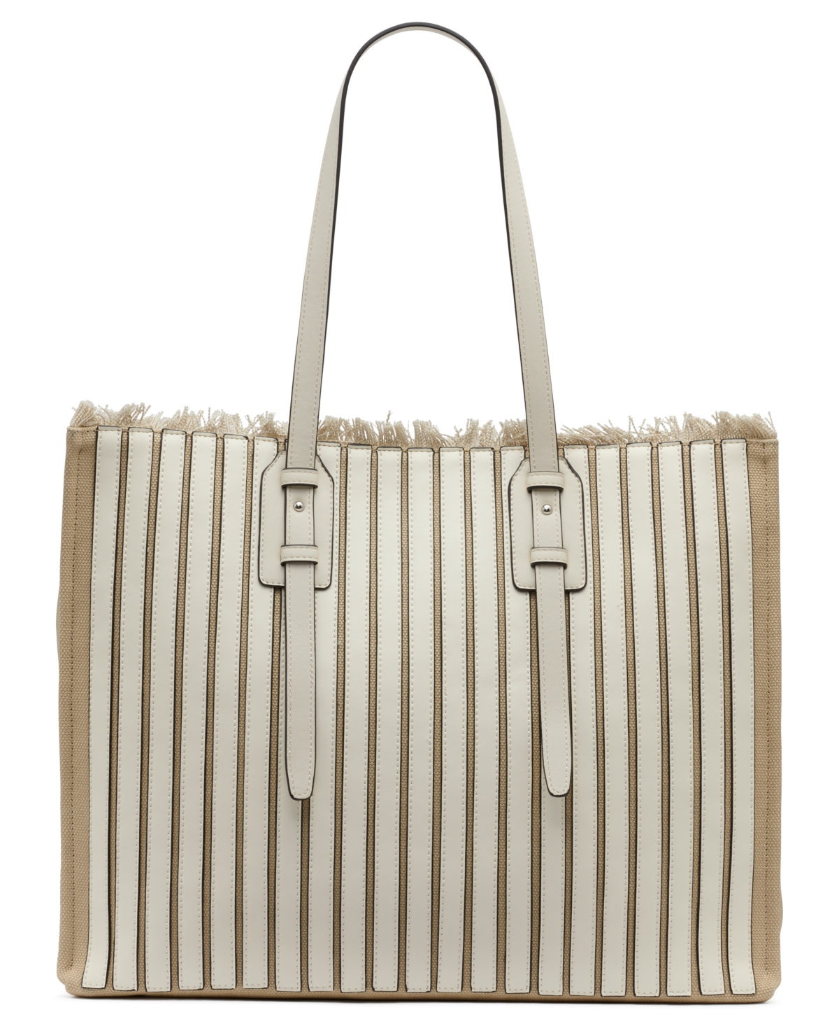 Calvin Klein Modern Essentials Pieced Canvas Tote In Cerb White