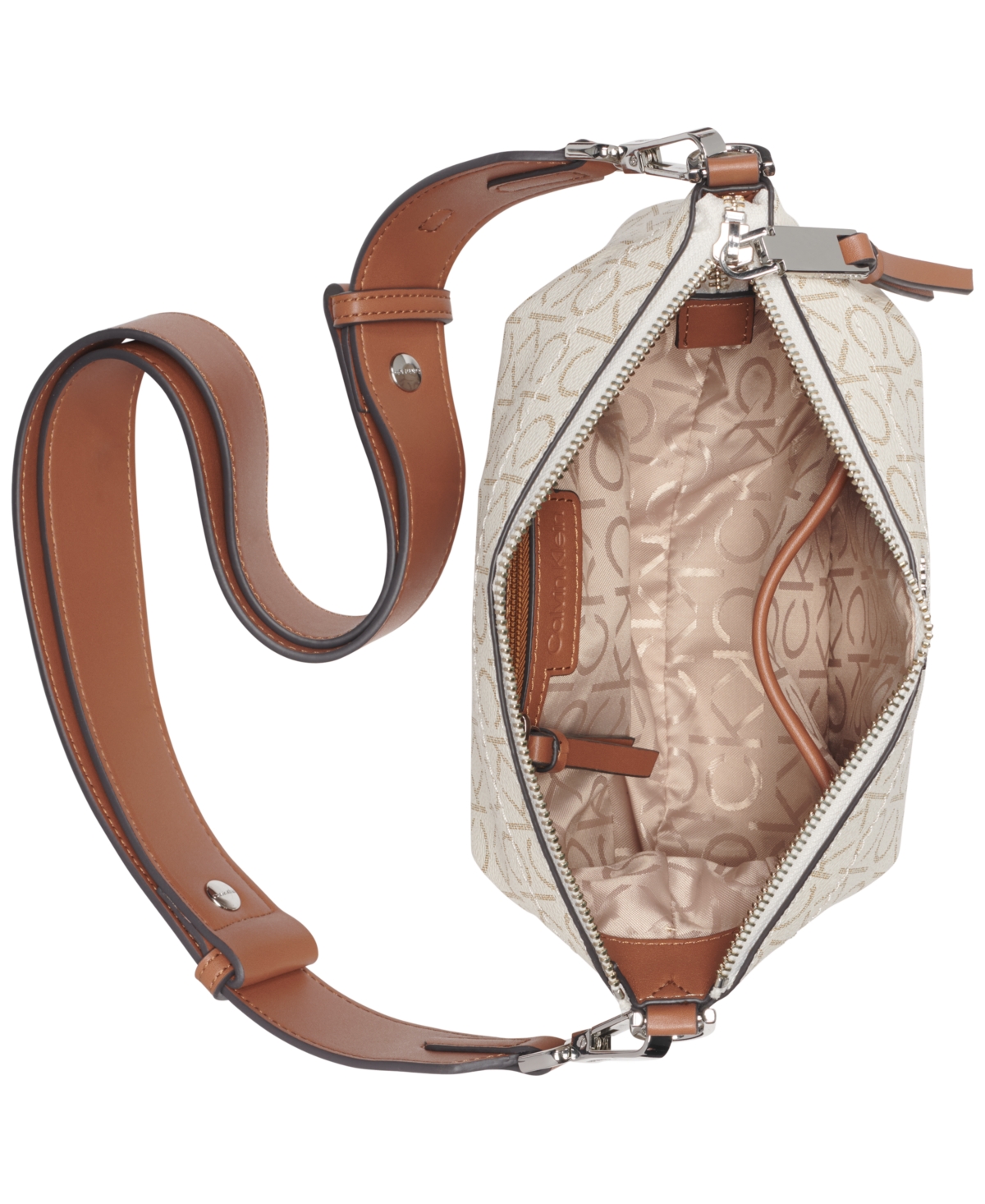 Calvin Klein Cypress Crossbody In Vanilla Khaki Linear