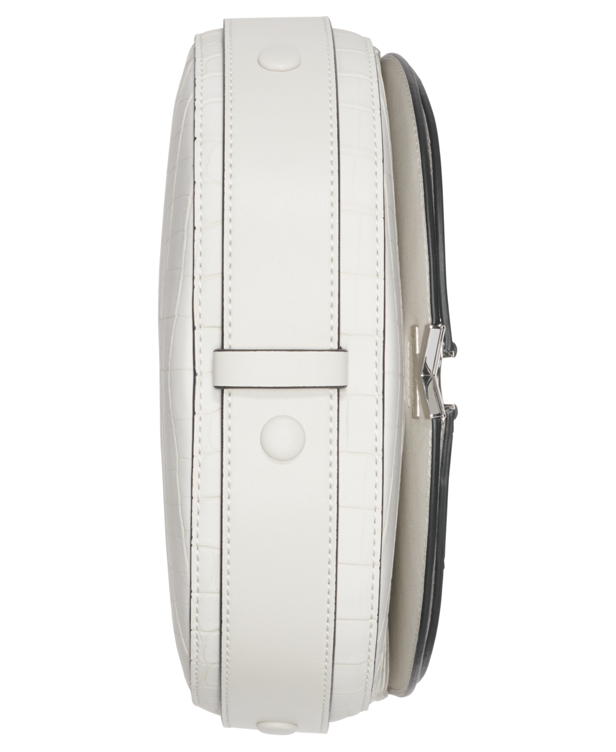 Calvin Klein Crisell Soft Croco Saddle Crossbody In Beach Pebble