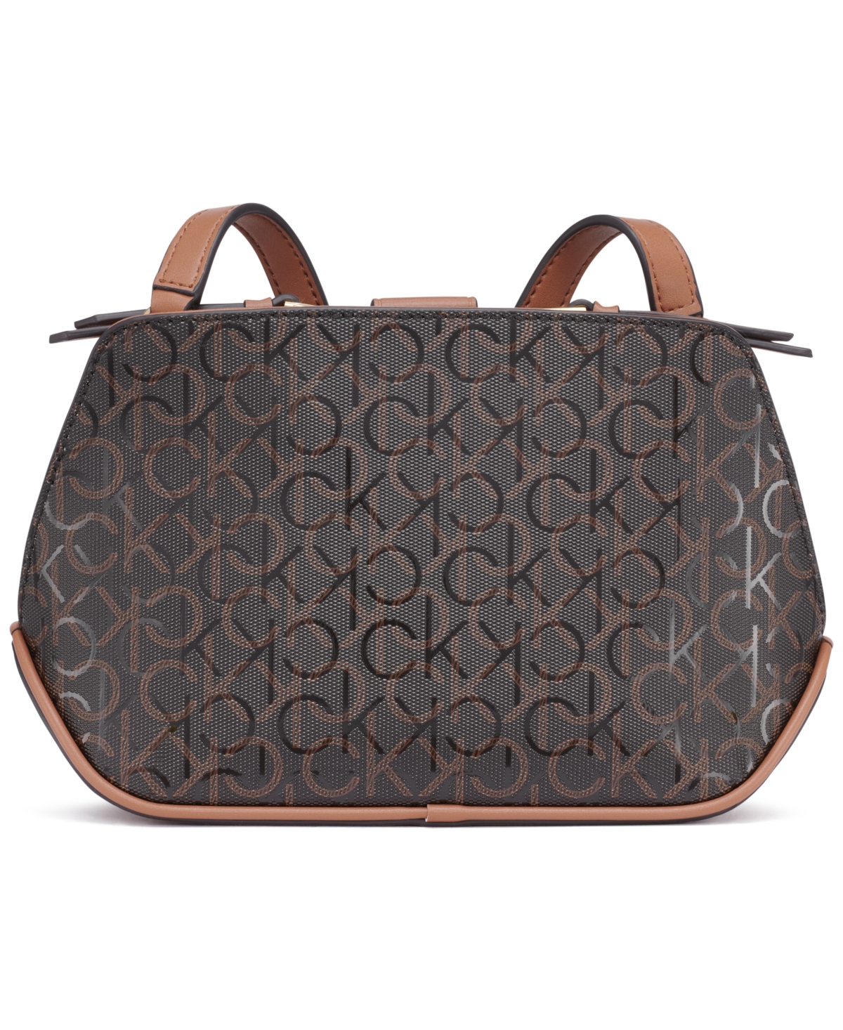 Shop Calvin Klein Audrey Textured Emboss Crossbody In Brown Khaki Linear
