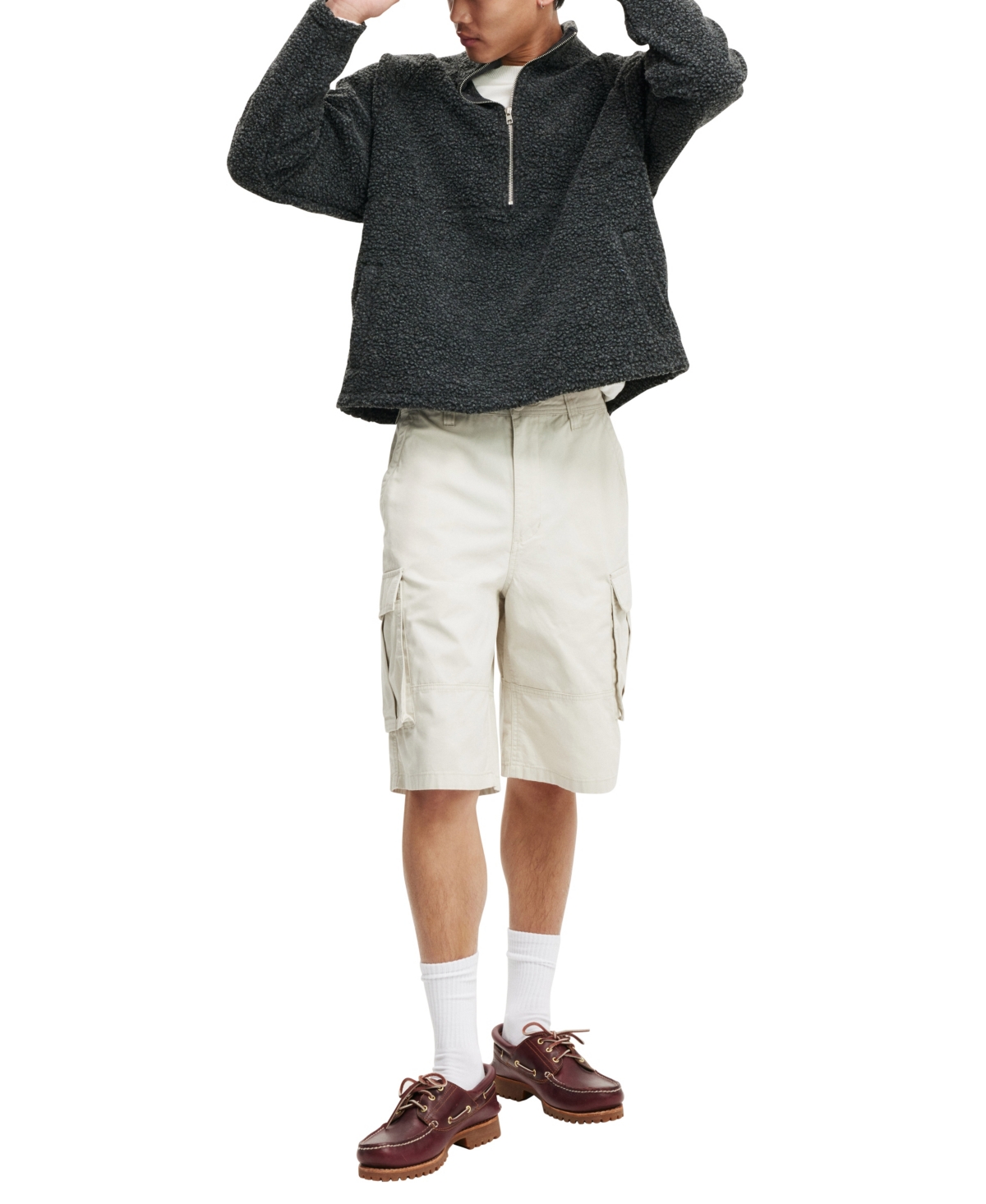 Shop Cotton On Men's Baggy Cargo Shorts In Stone Twill