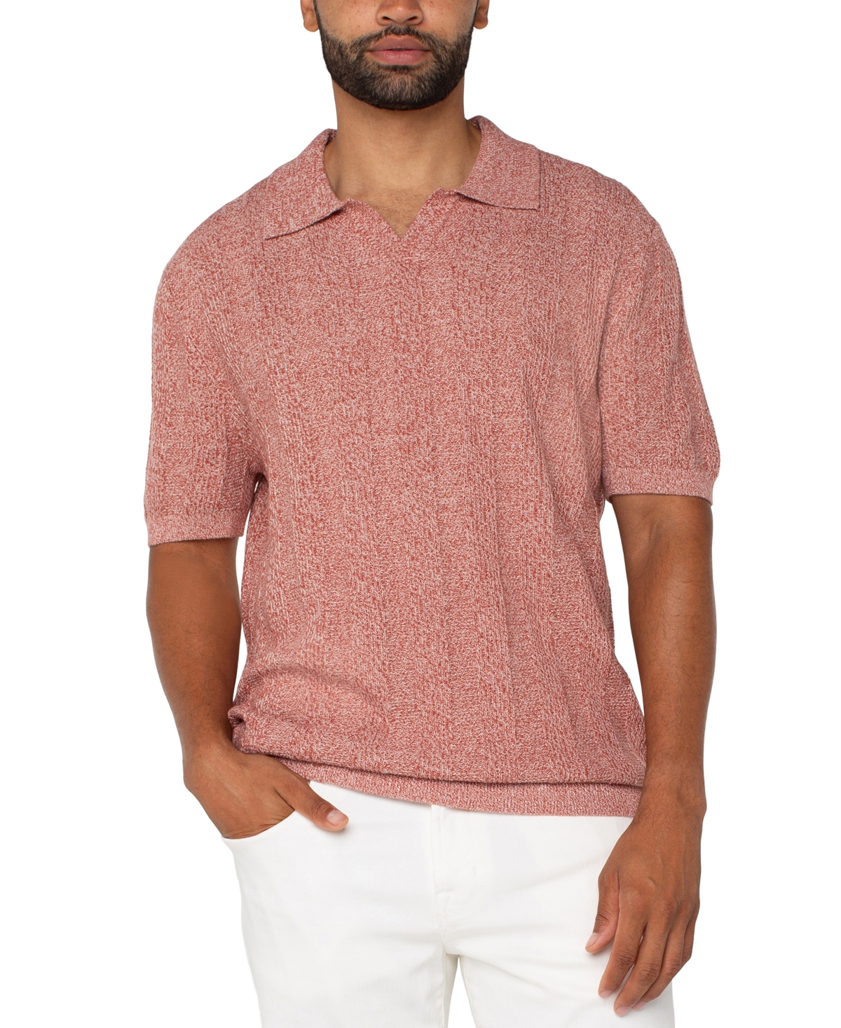 Men's Relaxed-Fit Sweater-Knit Polo Shirt - Nantucket Red