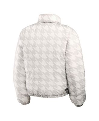 Women's Black/White New Orleans Saints Reversible Cropped Full-Zip Puffer Jacket