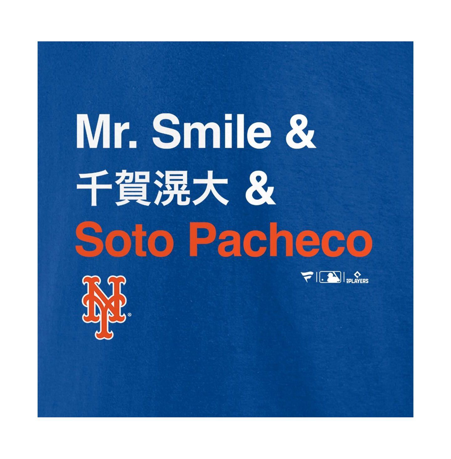 Мужская футболка Fanatics Juan Soto Royal New York Mets Mr. Smile and Soto Pacheco — фото 2